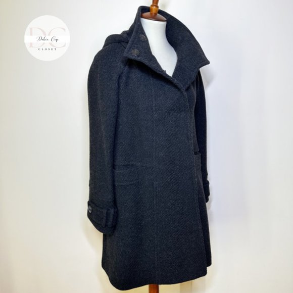 MASSIMO DUTTI Long Pea Coat Belled Sleeves Size 26 US - Picture 3 of 13